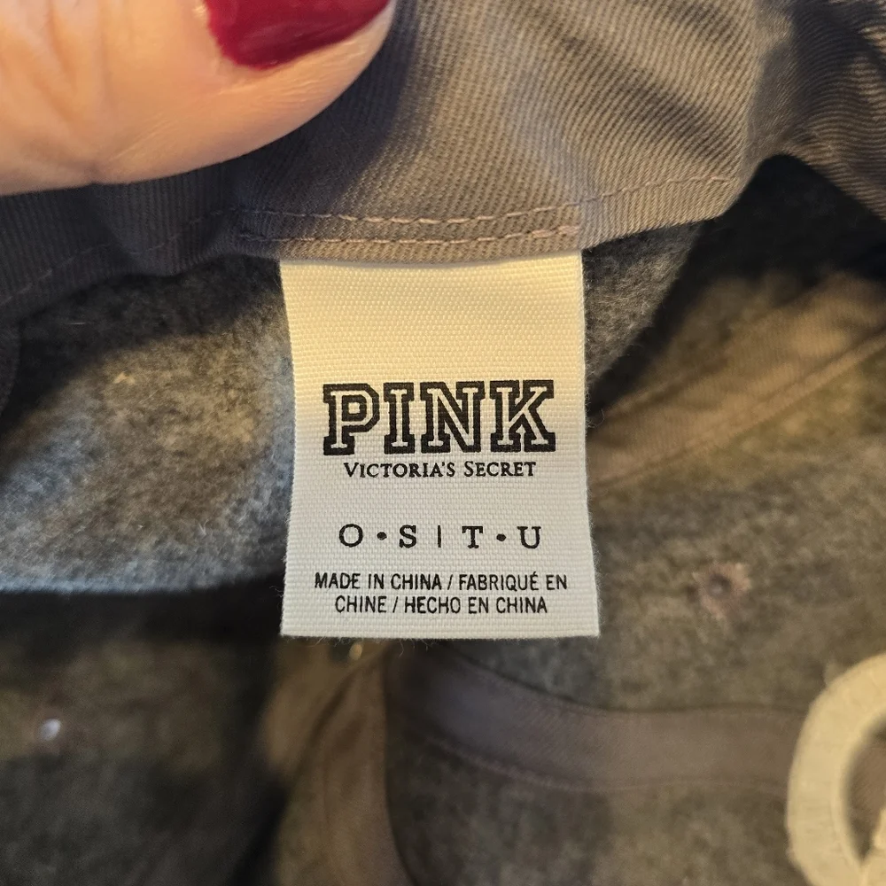 Pink Victoria's Secret Gray Wool Blend Baseball Cap